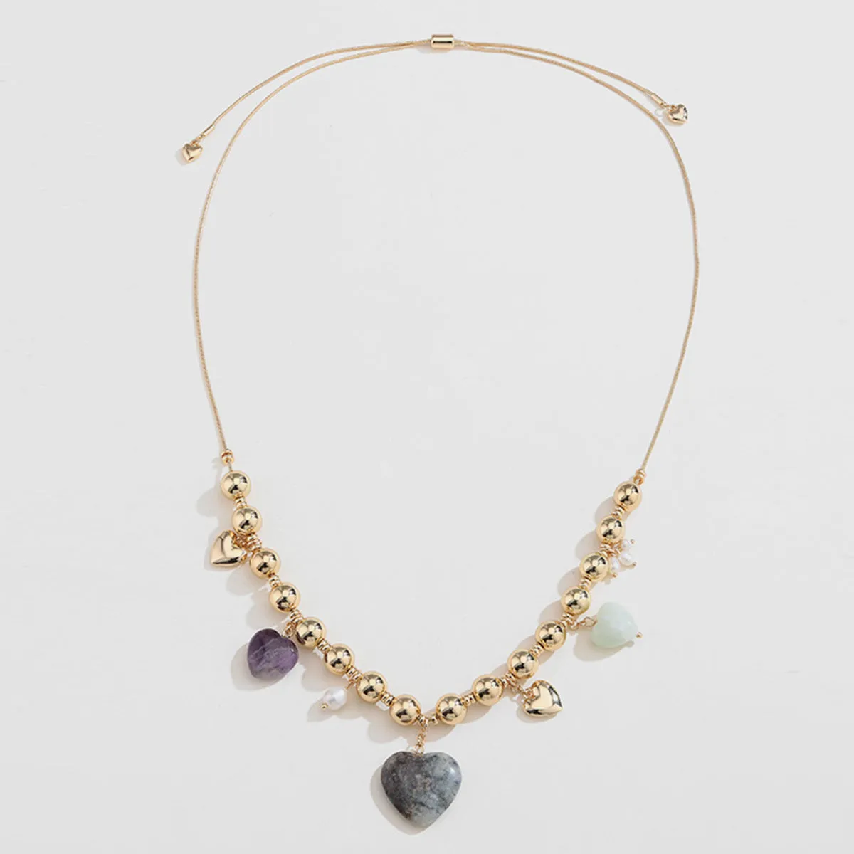Natural Stone Gold-Plated Heart Necklace sold by Charming Charlie product image thumbnail 3
