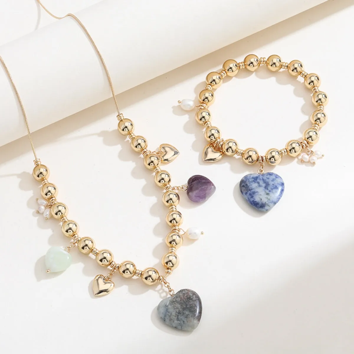 Natural Stone Gold-Plated Heart Necklace sold by Charming Charlie product image thumbnail 4