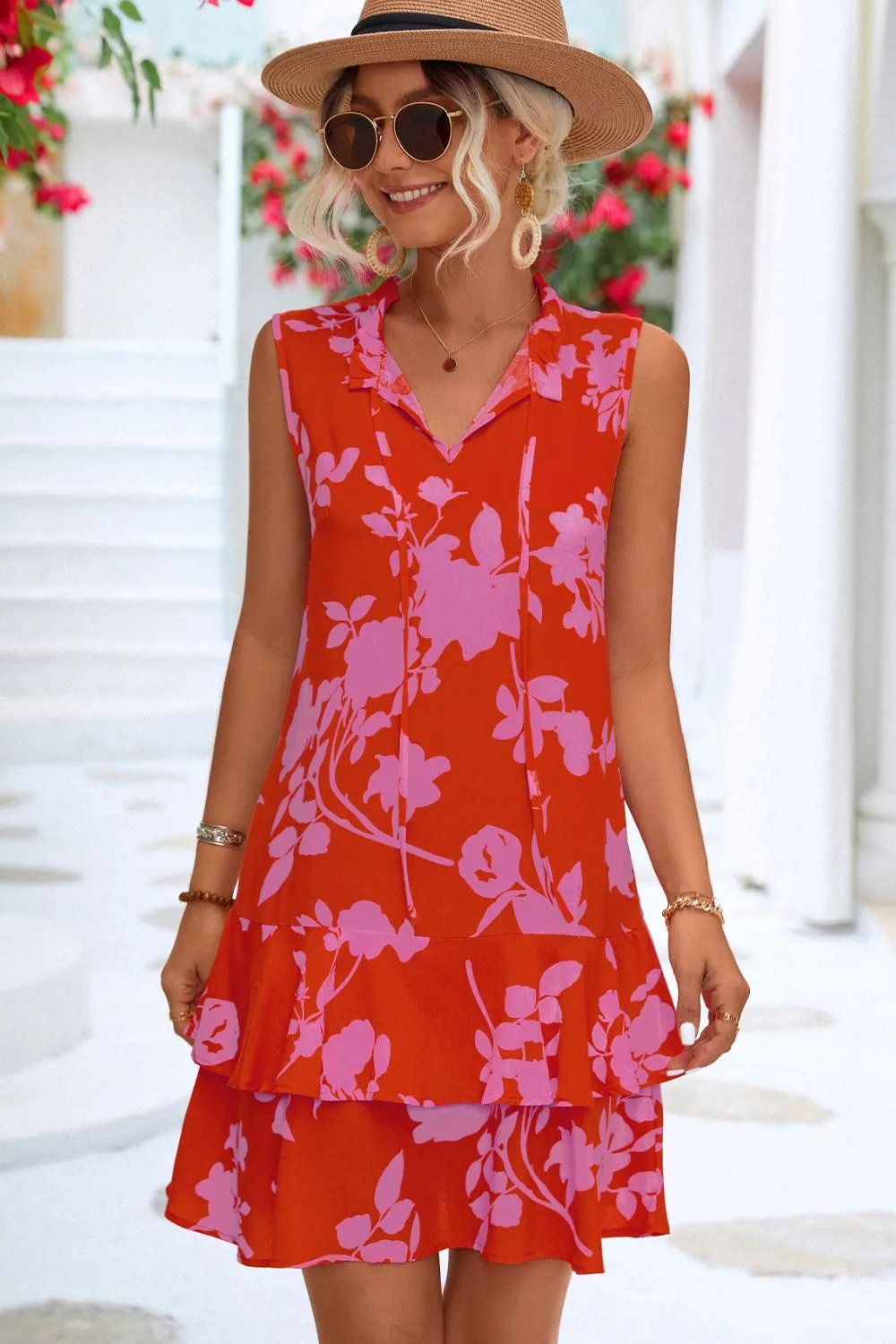 Printed Tie Neck Sleeveless Dress sold by Charming Charlie product image thumbnail 4