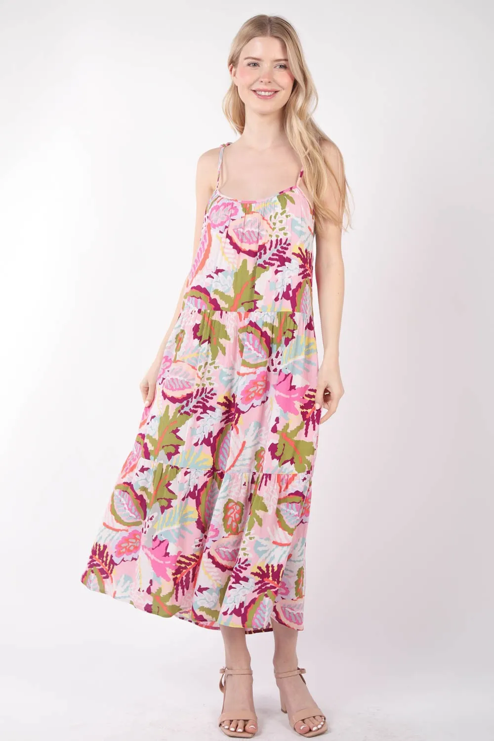 VERY J Tropical Printed Cami Midi Dress sold by Charming Charlie