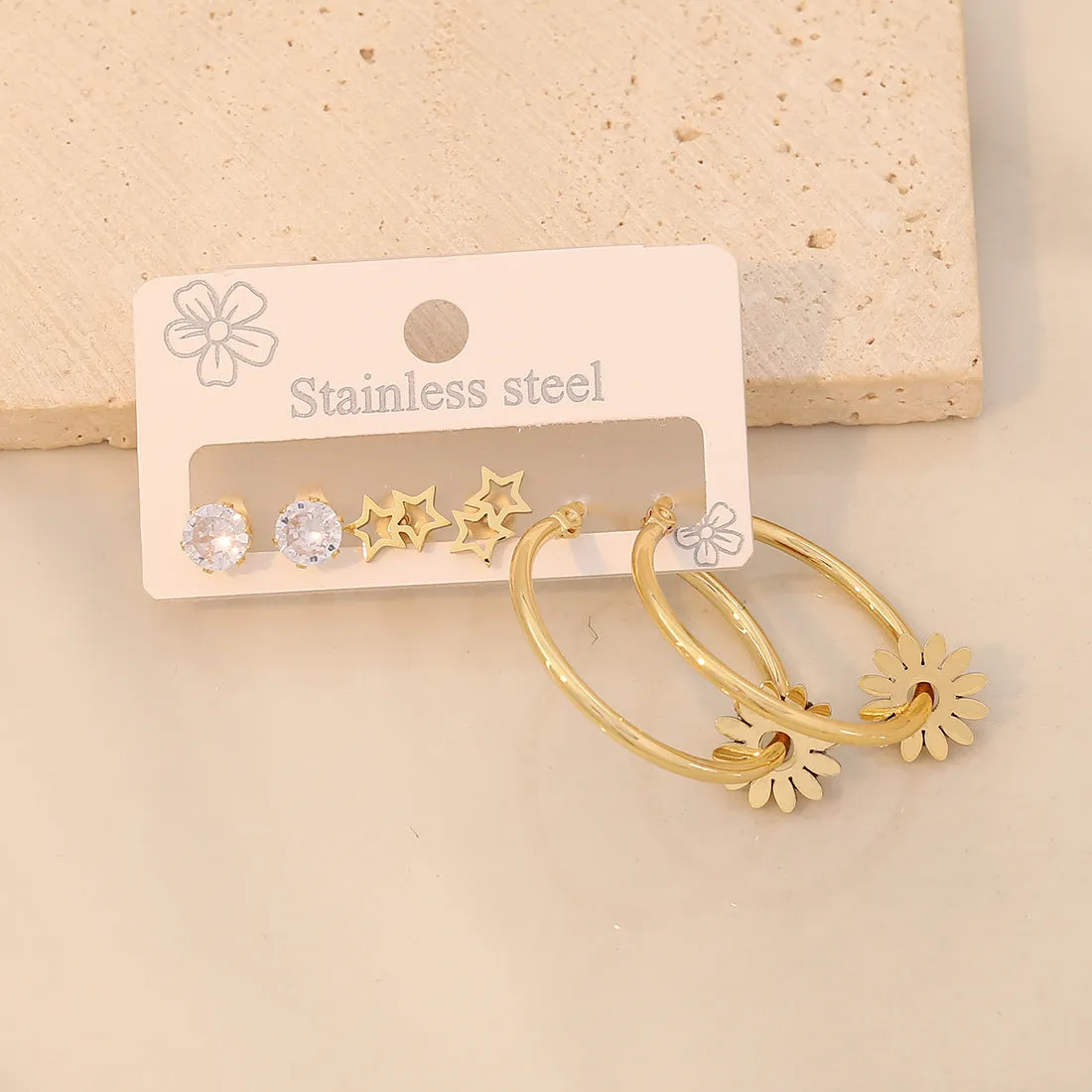 3 Piece Gold-Plated Stainless Steel Earrings sold by Charming Charlie product image thumbnail 5