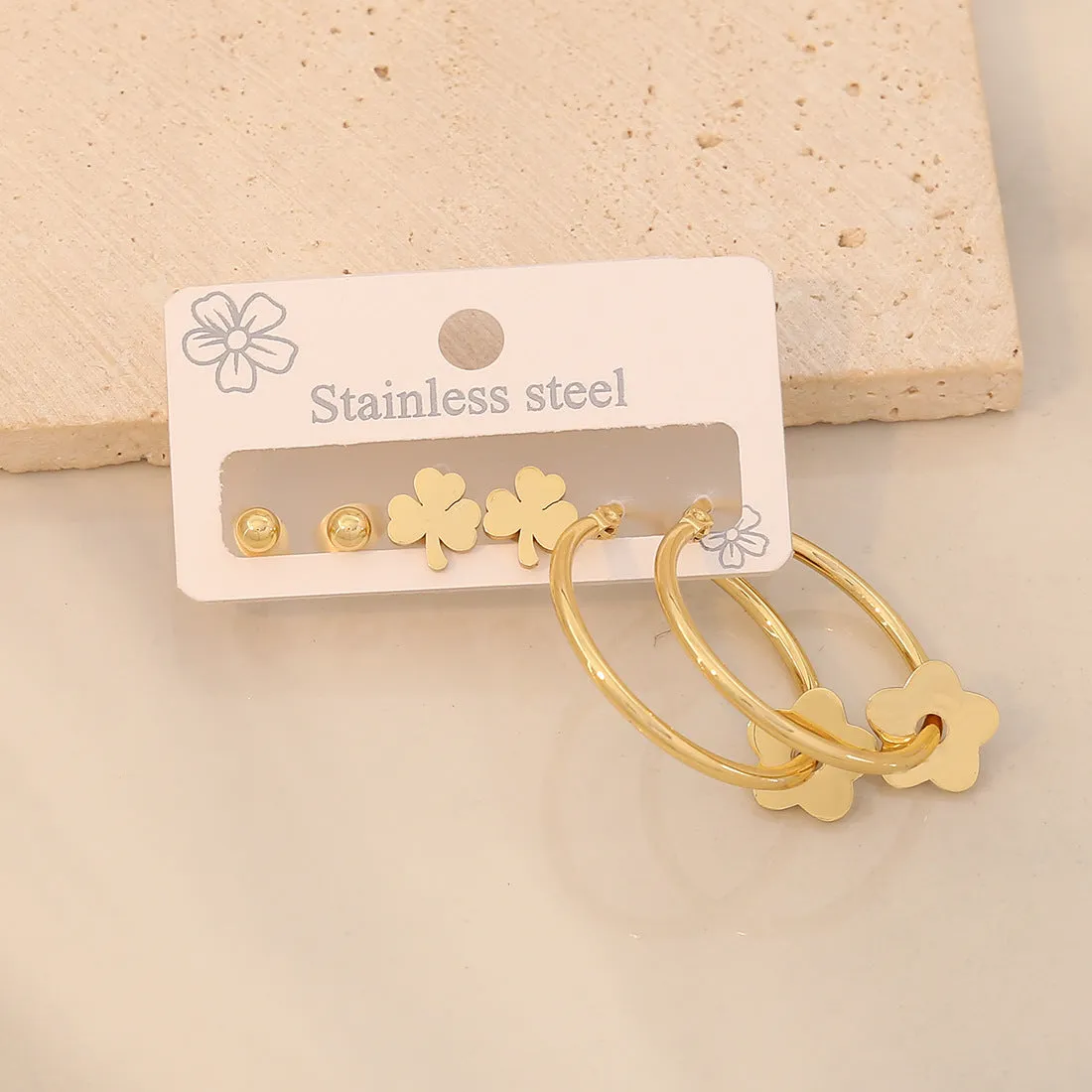 3 Piece Gold-Plated Stainless Steel Earrings sold by Charming Charlie product image thumbnail 4