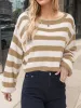 Striped Dropped Shoulder Long Sleeve Sweater sold by Charming Charlie