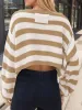 Striped Dropped Shoulder Long Sleeve Sweater sold by Charming Charlie