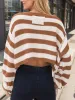 Striped Dropped Shoulder Long Sleeve Sweater sold by Charming Charlie