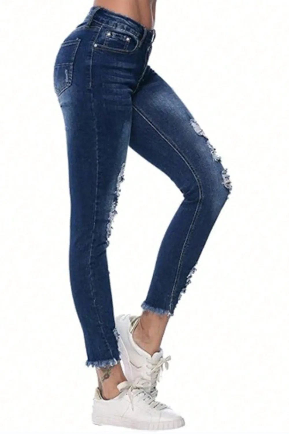 Distressed Raw Hem Jeans with Pockets sold by Charming Charlie product image thumbnail 3