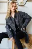 Veveret Button Up Distressed Frayed Hem Denim Jacket sold by Charming Charlie
