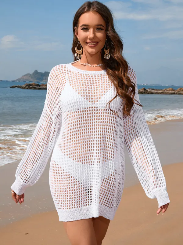 Backless Boat Neck Long Sleeve Cover Up sold by Charming Charlie
