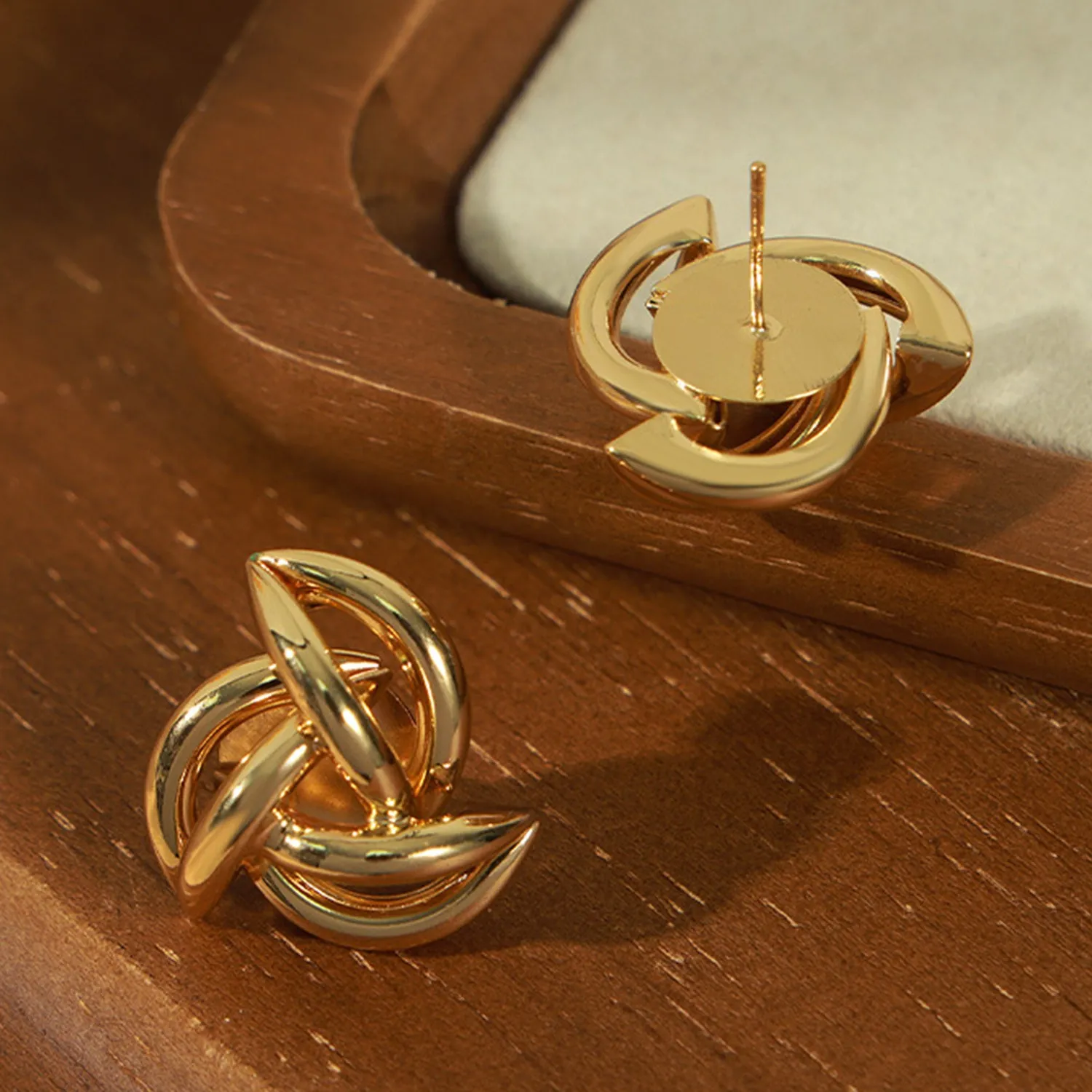 18K Gold-Plated Geometric Stud Earrings sold by Charming Charlie product image thumbnail 3