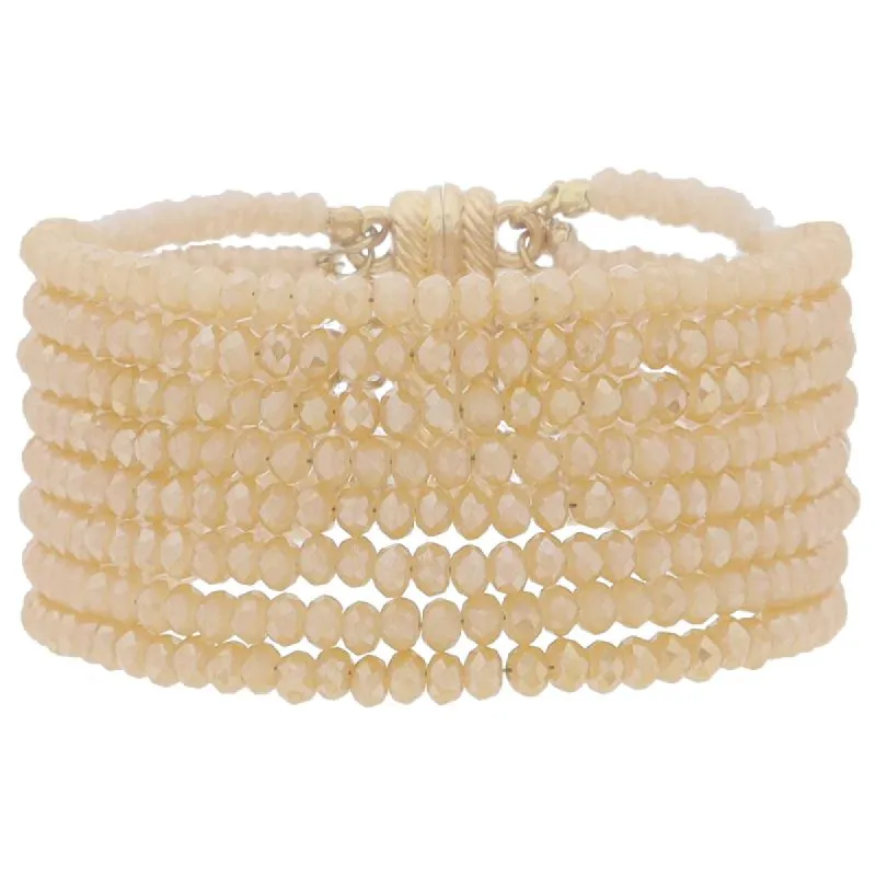 8 Strand Mini Champagne Faceted Beaded with Magnetic Closure Bracelet, 1.25" Pendant sold by Charming Charlie