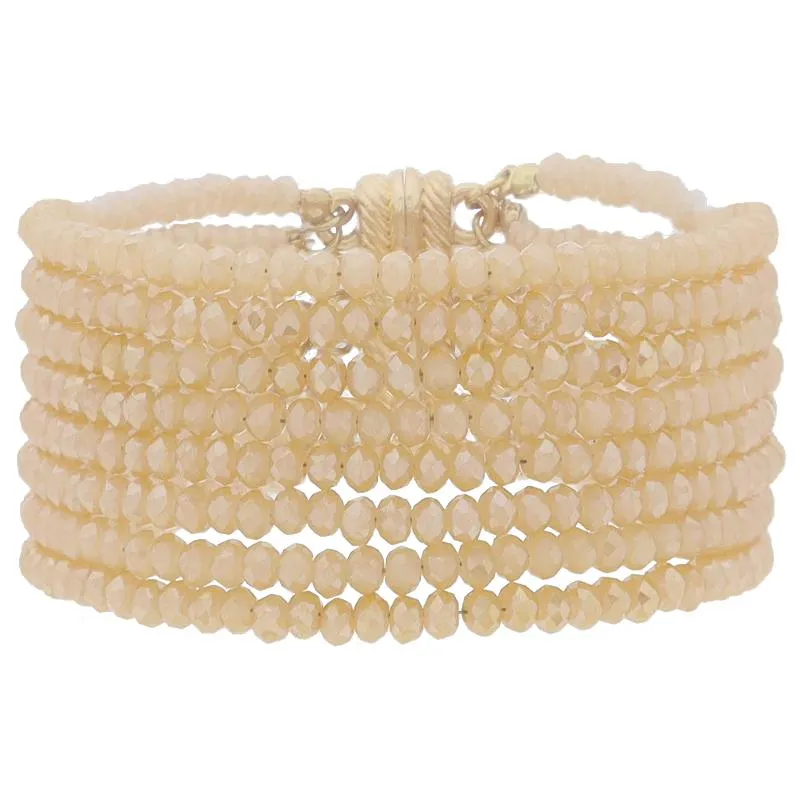 8 Strand Mini Champagne Faceted Beaded with Magnetic Closure Bracelet, 1.25" Pendant sold by Charming Charlie