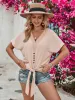 Tied V-Neck Short Sleeve Blouse sold by Charming Charlie
