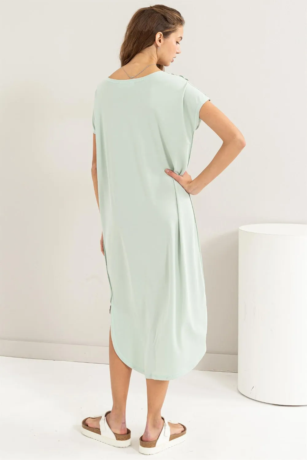 HYFVE Short Sleeve High-Low Slit Midi Dress sold by Charming Charlie product image thumbnail 2