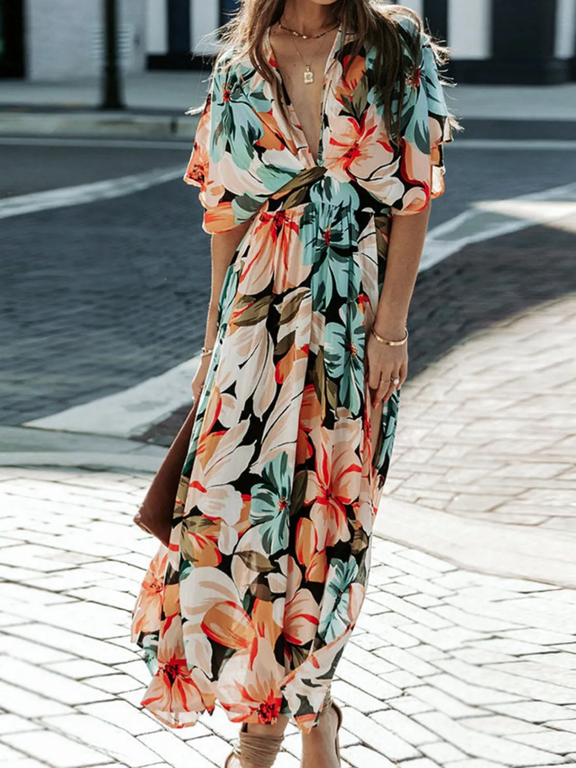 Floral Plunge Half Sleeve Dress sold by Charming Charlie product image thumbnail 2