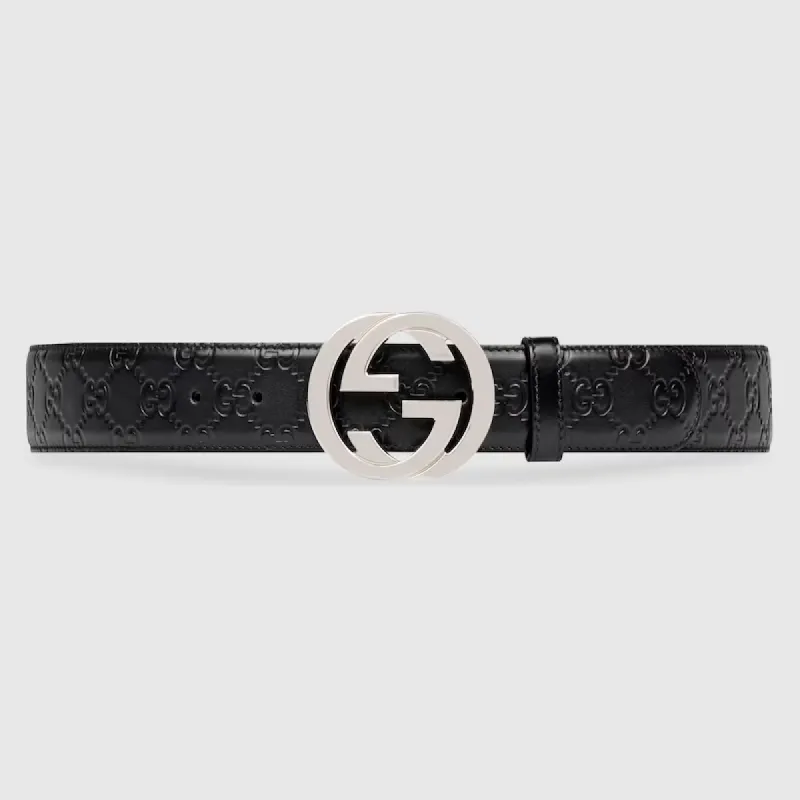 Gucci Belt Black and Silver- GG INTER BLT BLK SIL 110 sold by Charming Charlie