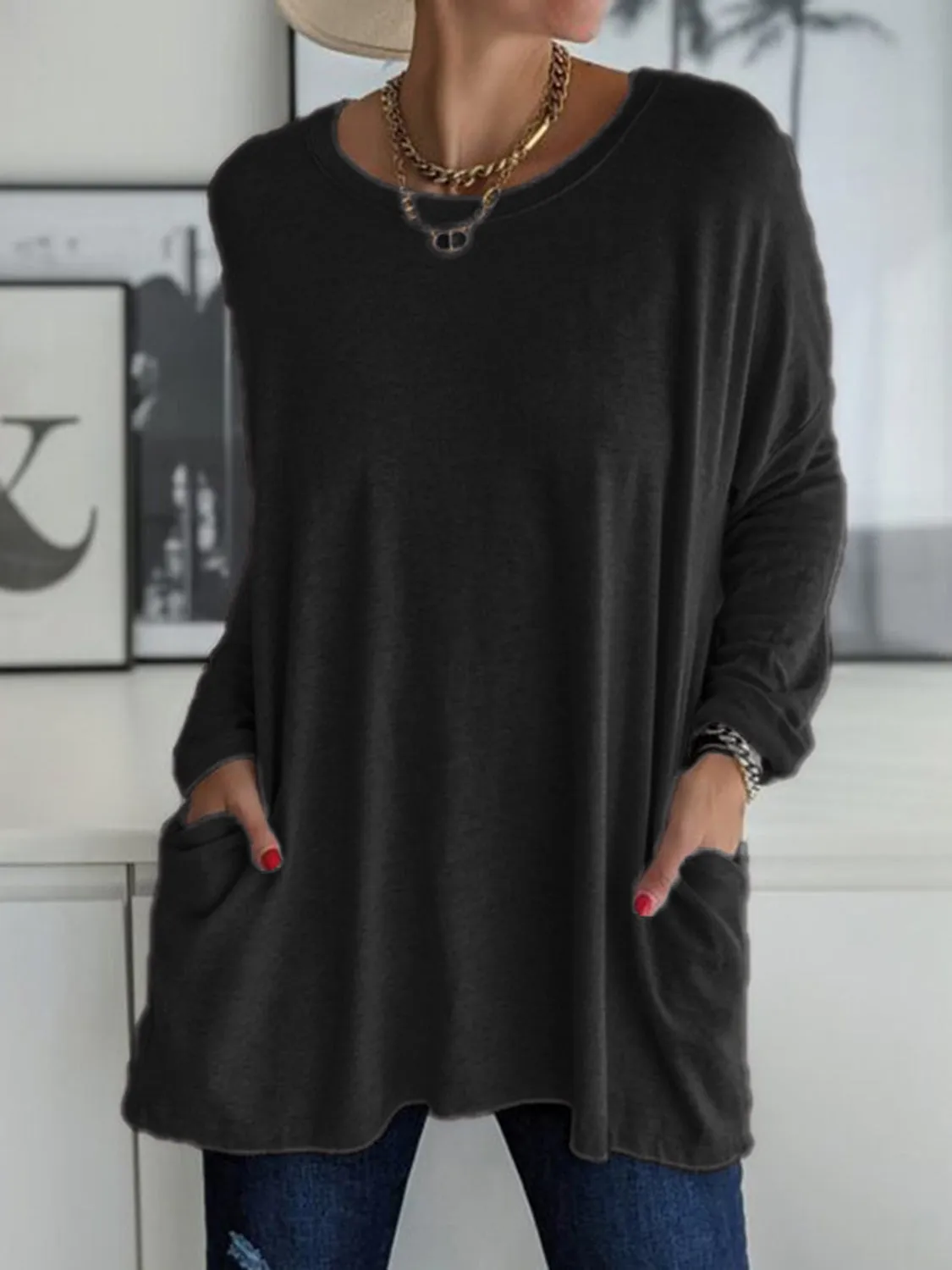 Full Size Round Neck Long Sleeve T-Shirt sold by Charming Charlie product image thumbnail 5