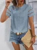 Full Size Eyelet Round Neck Short Sleeve Top sold by Charming Charlie