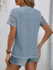 Full Size Eyelet Round Neck Short Sleeve Top sold by Charming Charlie