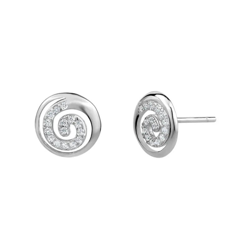 GL Creations- Sterling Silver CZ Swirl Round Studs sold by Charming Charlie