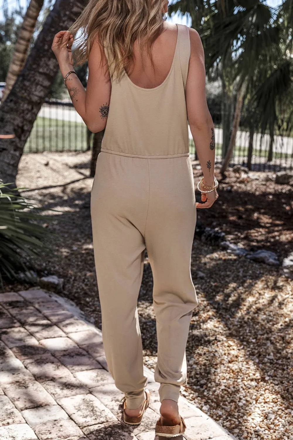Drawstring Notched Wide Strap Jumpsuit sold by Charming Charlie product image thumbnail 2