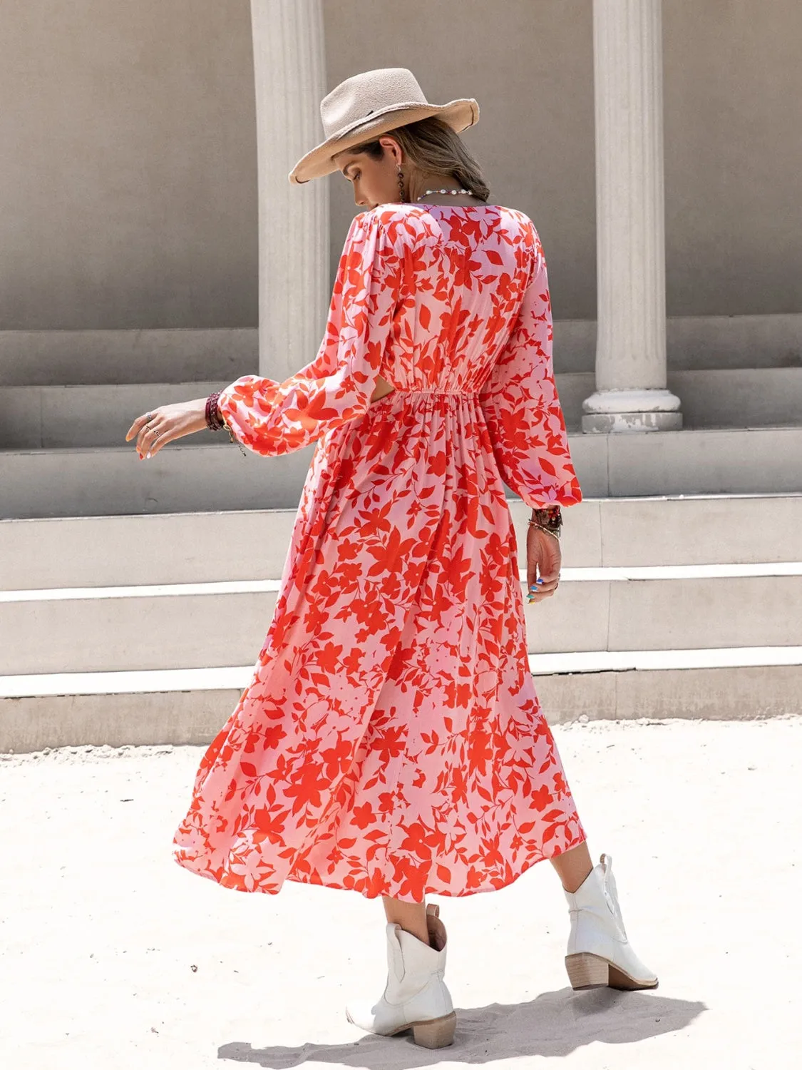 Tied Cutout Printed Long Sleeve Midi Dress sold by Charming Charlie product image thumbnail 2