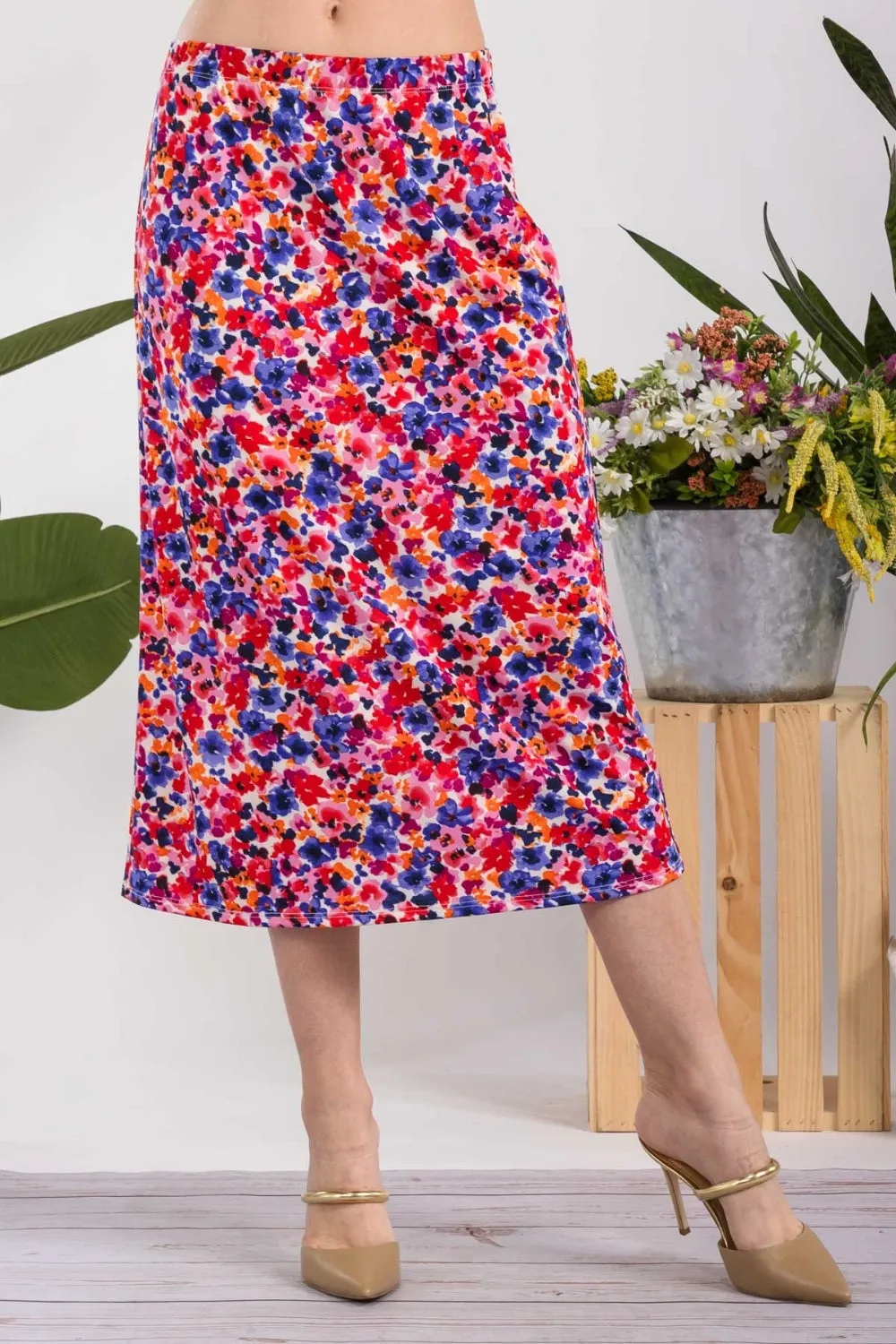 Celeste Full Size Floral A-Line Midi Skirt sold by Charming Charlie product image thumbnail 4