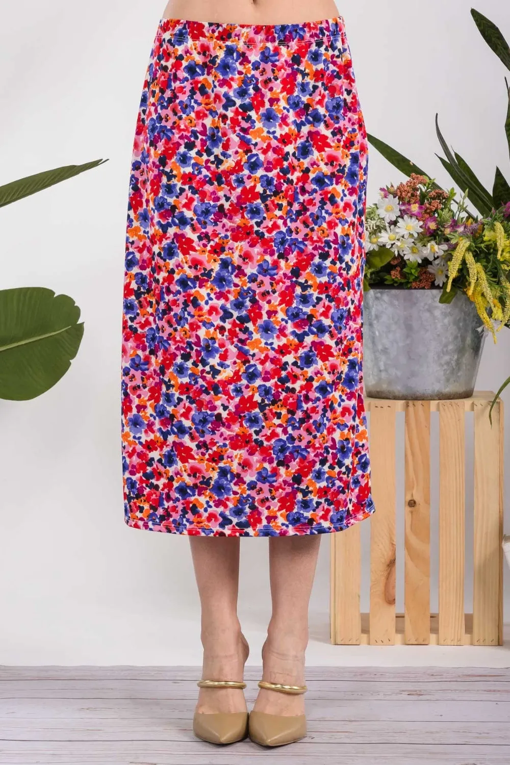 Celeste Full Size Floral A-Line Midi Skirt sold by Charming Charlie product image thumbnail 5