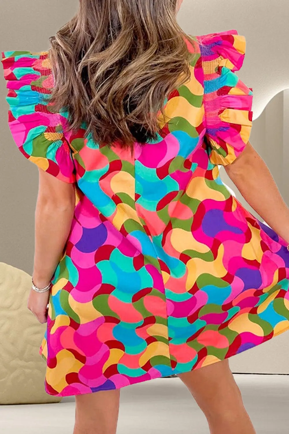 Contrast Print Round Neck Cap Sleeve Mini Dress sold by Charming Charlie product image thumbnail 3