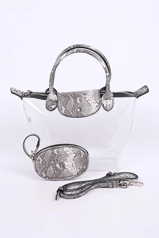 Convertible Clear Mini Tote Bag Set sold by Charming Charlie product image thumbnail 4