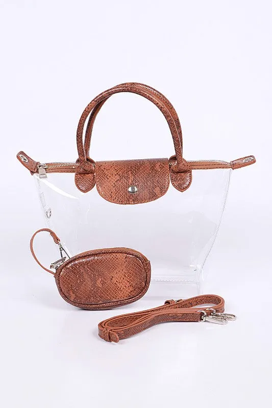 Convertible Clear Mini Tote Bag Set sold by Charming Charlie product image thumbnail 3