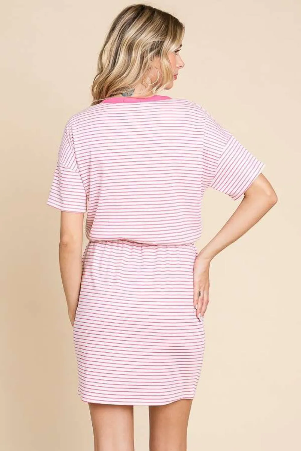 Culture Code Full Size Striped Short Sleeve Mini Dress with Pockets sold by Charming Charlie product image thumbnail 2