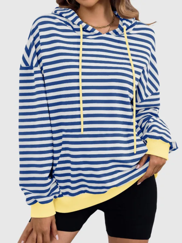 Drawstring Striped Long Sleeve Hoodie sold by Charming Charlie