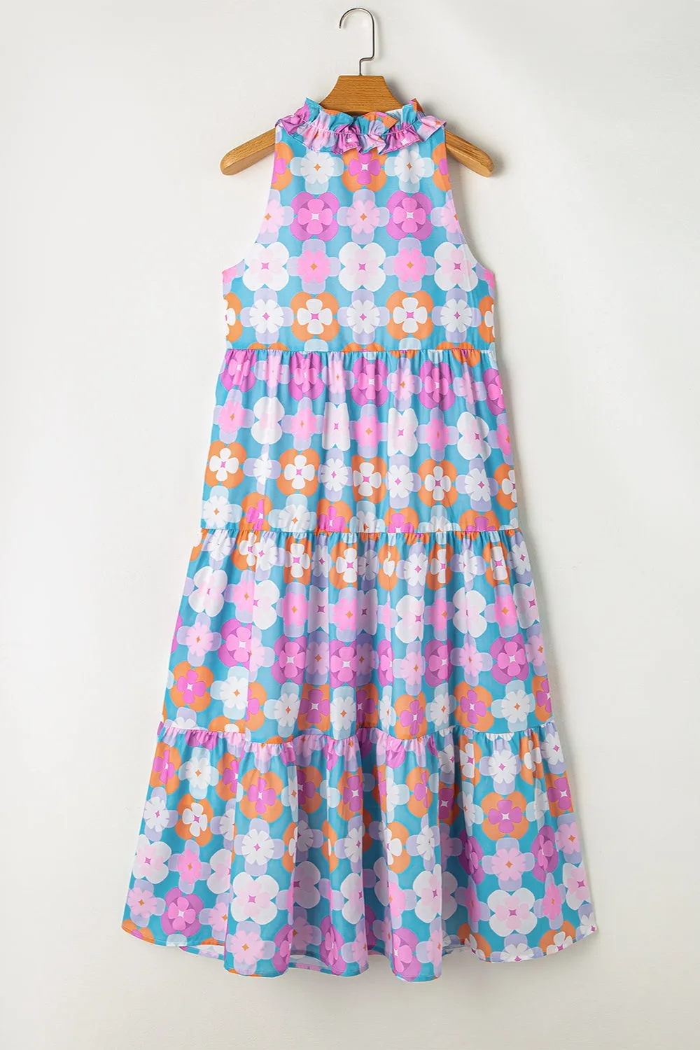 Frill Printed Notched Sleeveless Dress sold by Charming Charlie product image thumbnail 3