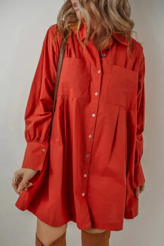 Pocketed Button Down Long Sleeve Shirt Dress sold by Charming Charlie