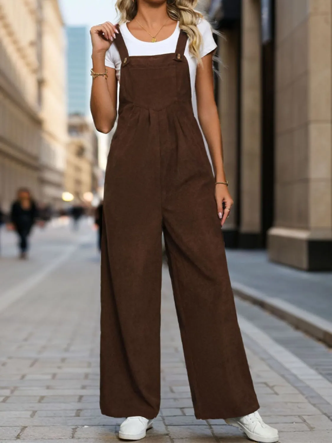 Square Neck Wide Strap Overalls sold by Charming Charlie