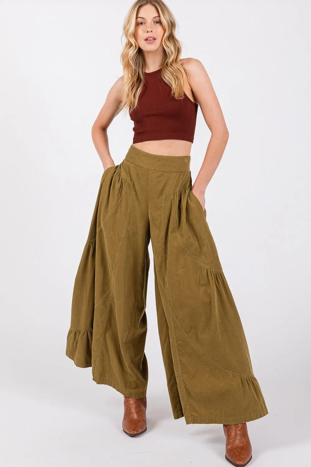SAGE + FIG High Rise Corduroy Wide Leg Pants sold by Charming Charlie product image thumbnail 4