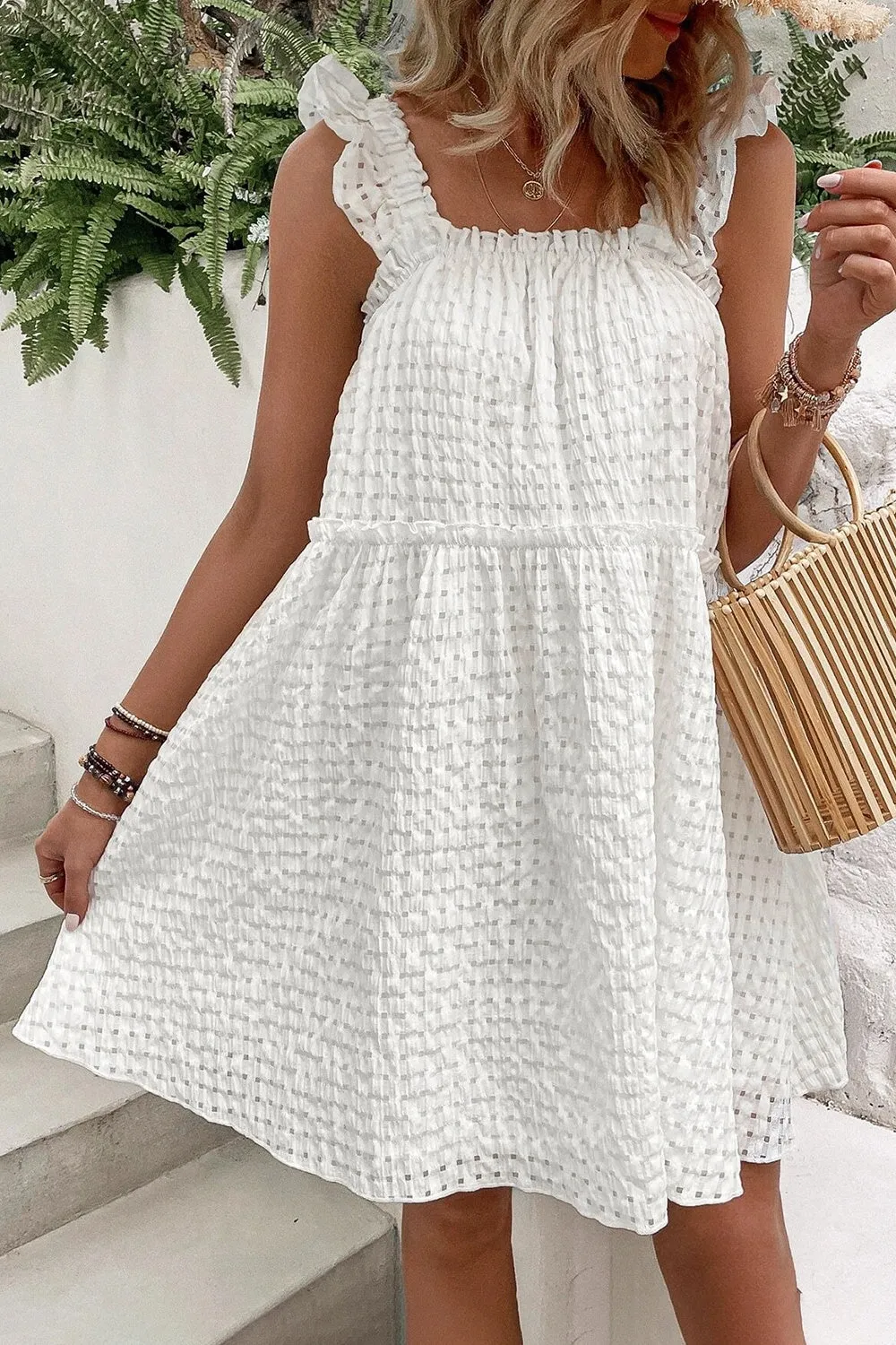 Ruffled Square Neck Wide Strap Dress sold by Charming Charlie product image thumbnail 2
