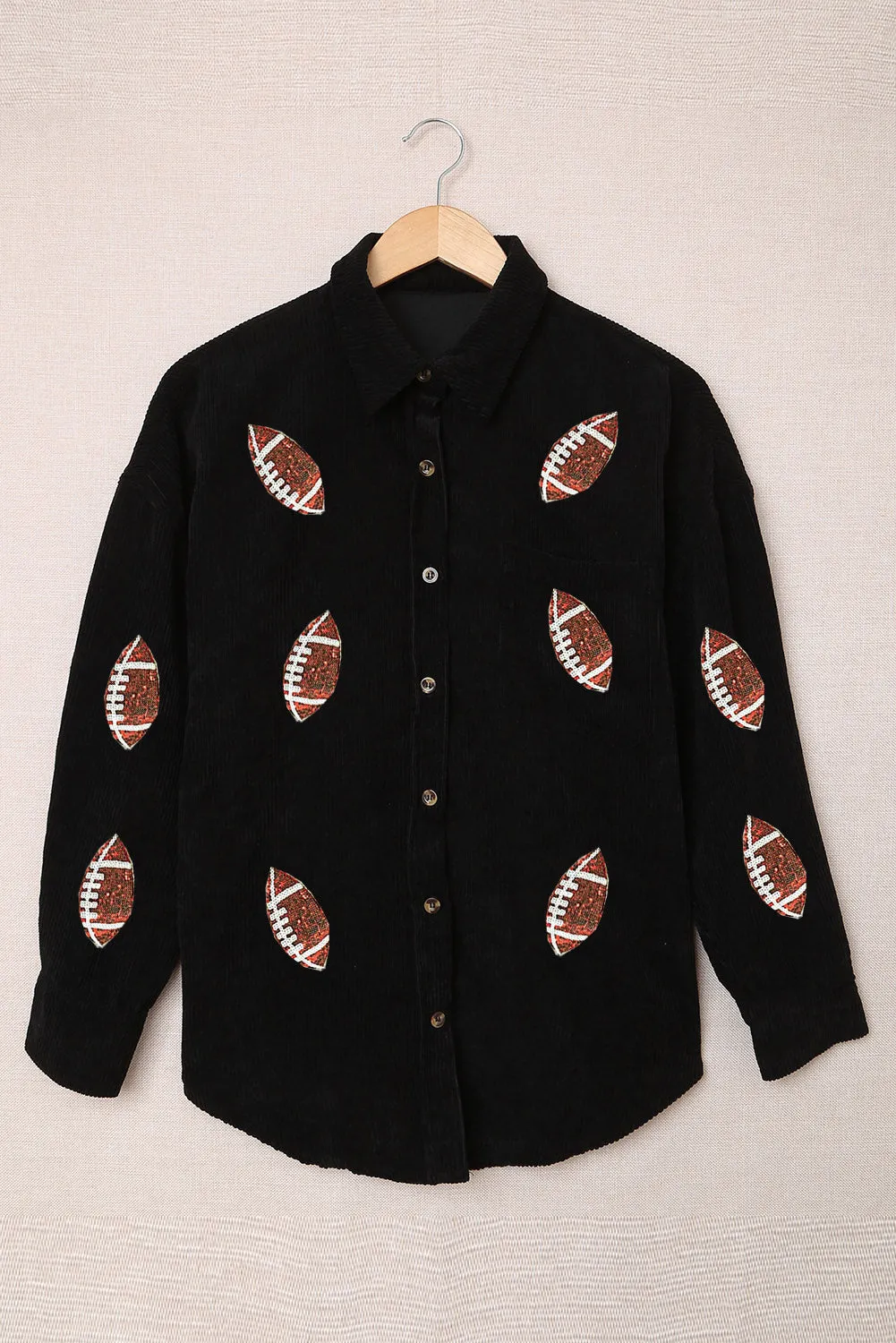 Sequin Football Button Up Long Sleeve Jacket sold by Charming Charlie product image thumbnail 4