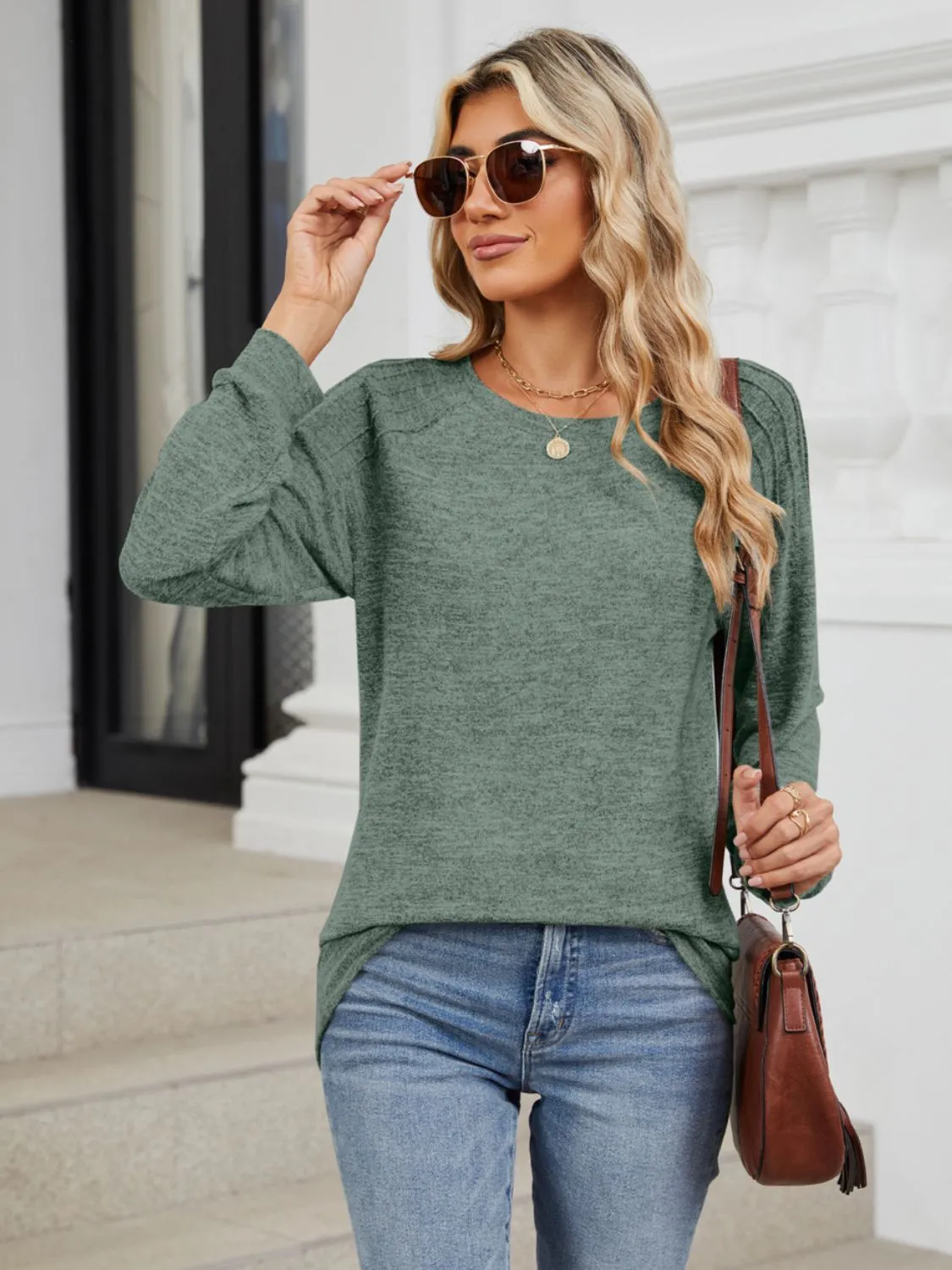 Round Neck Long Sleeve T-Shirt sold by Charming Charlie product image thumbnail 4