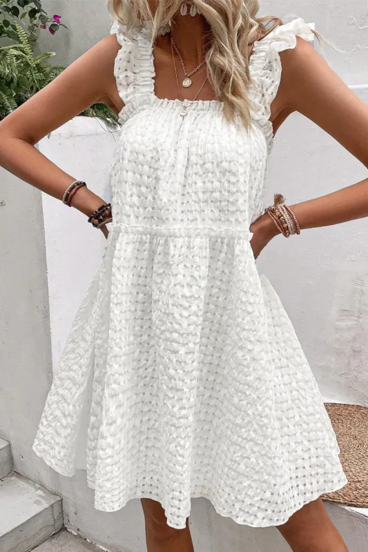 Ruffled Square Neck Wide Strap Dress sold by Charming Charlie
