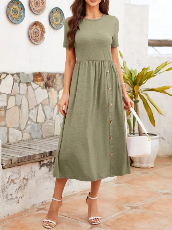 Round Neck Short Sleeve Midi Dress sold by Charming Charlie