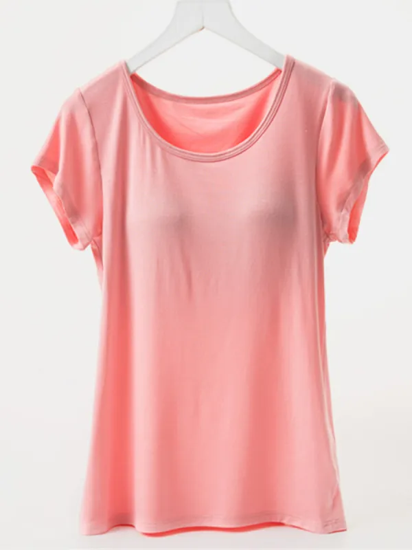 Round Neck Short Sleeve T-Shirt with Bra sold by Charming Charlie