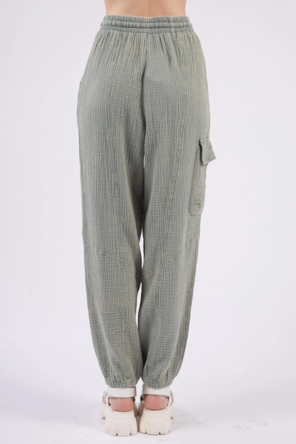 VERY J Washed Woven Crinkle Gauze Drawstring Pants sold by Charming Charlie product image thumbnail 2