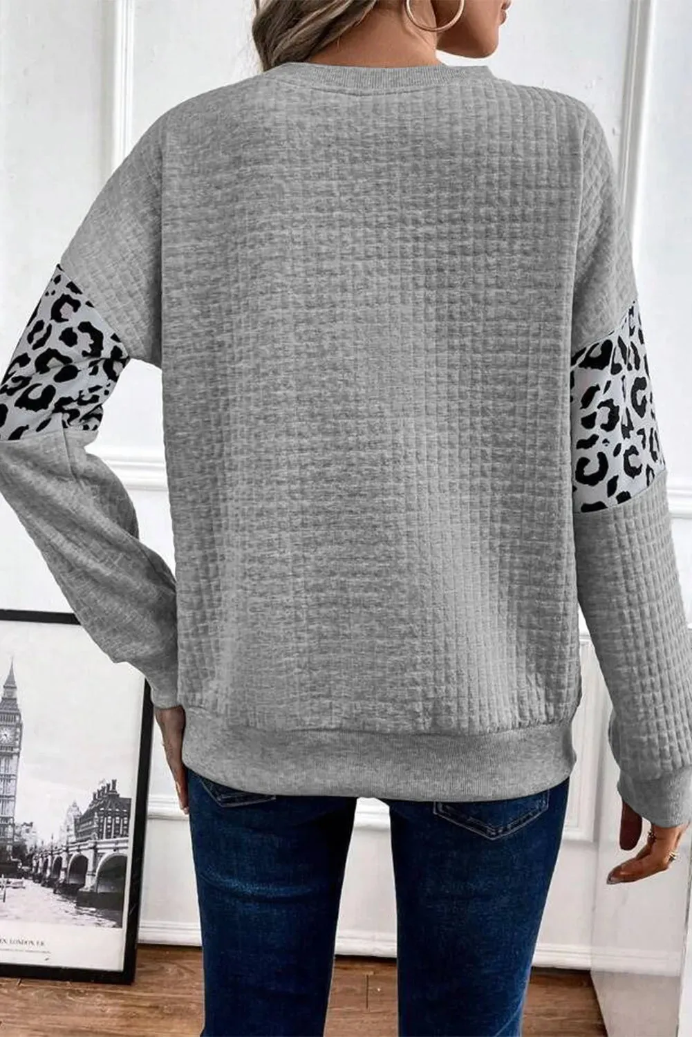 Leopard Round Neck Long Sleeve Sweatshirt sold by Charming Charlie product image thumbnail 4