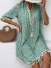 Tassel Printed Notched Half Sleeve Mini Dress sold by Charming Charlie