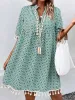 Tassel Printed Notched Half Sleeve Mini Dress sold by Charming Charlie