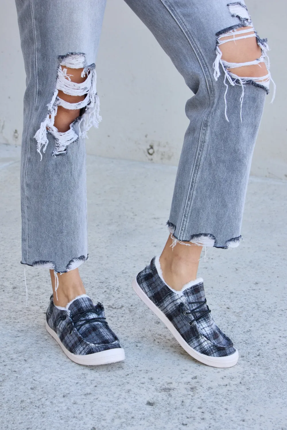 Forever Link Plaid Plush Flat Sneakers sold by Charming Charlie product image thumbnail 2