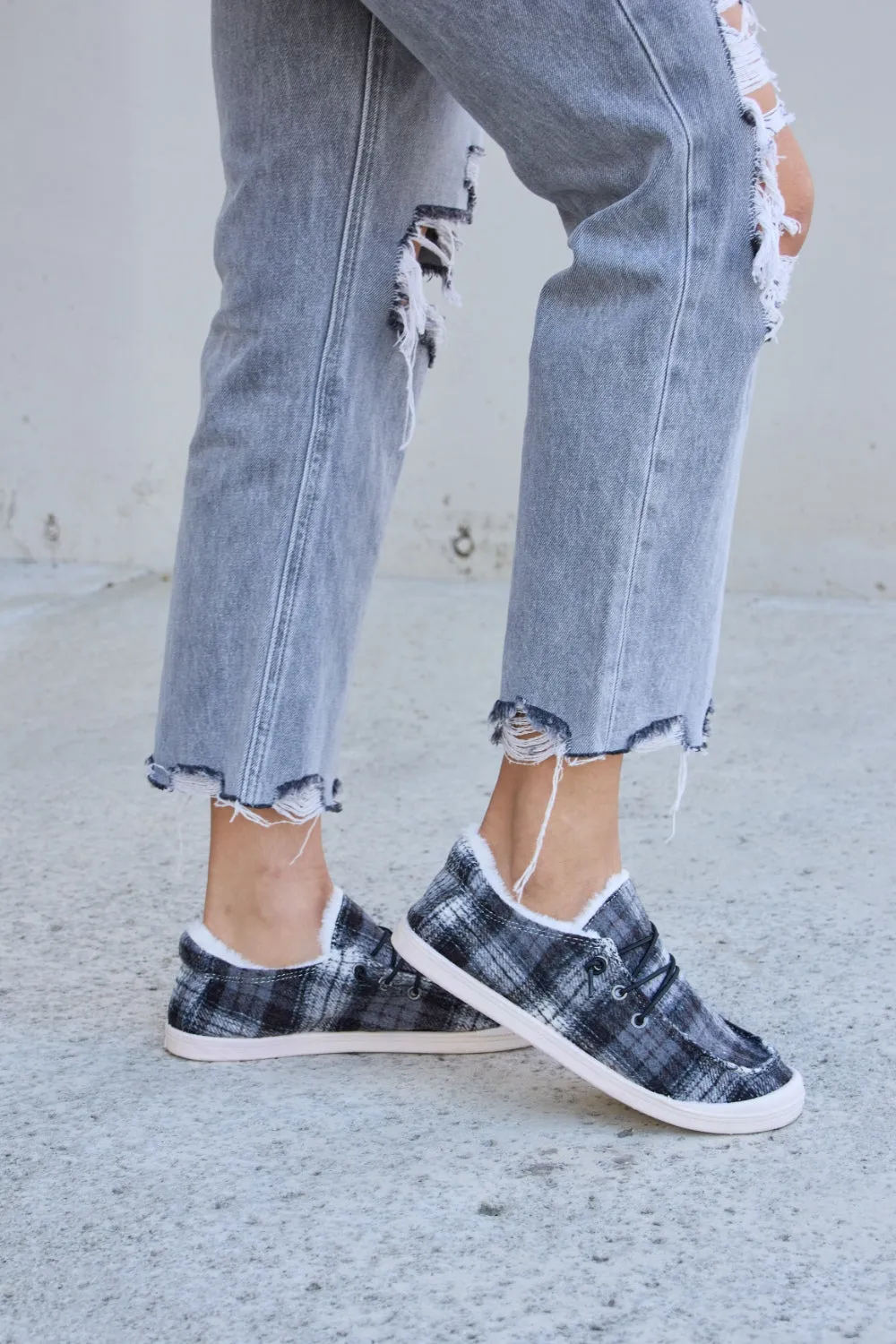 Forever Link Plaid Plush Flat Sneakers sold by Charming Charlie product image thumbnail 3