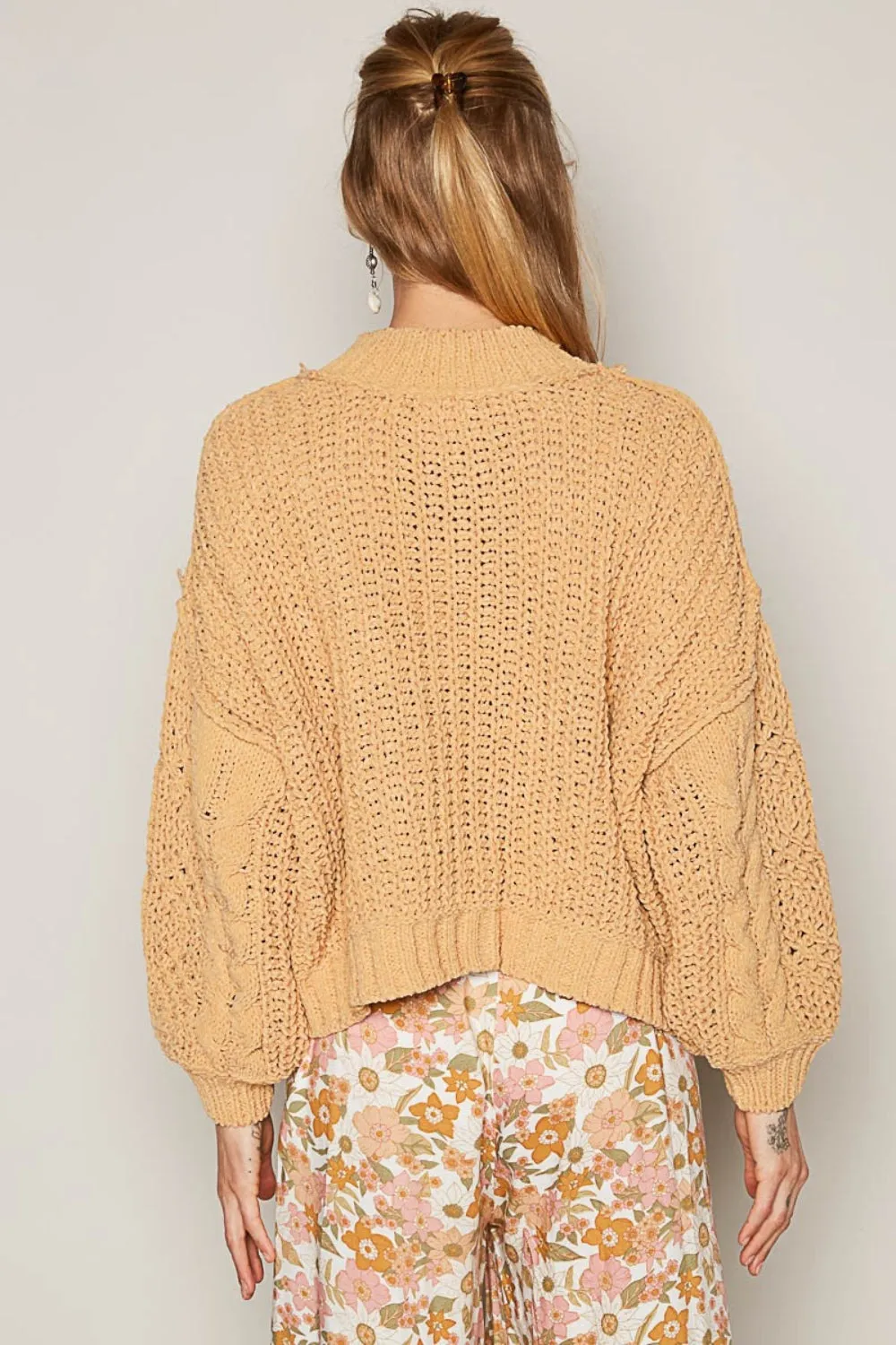 POL Mock Neck Cable Knit Sweater sold by Charming Charlie product image thumbnail 2