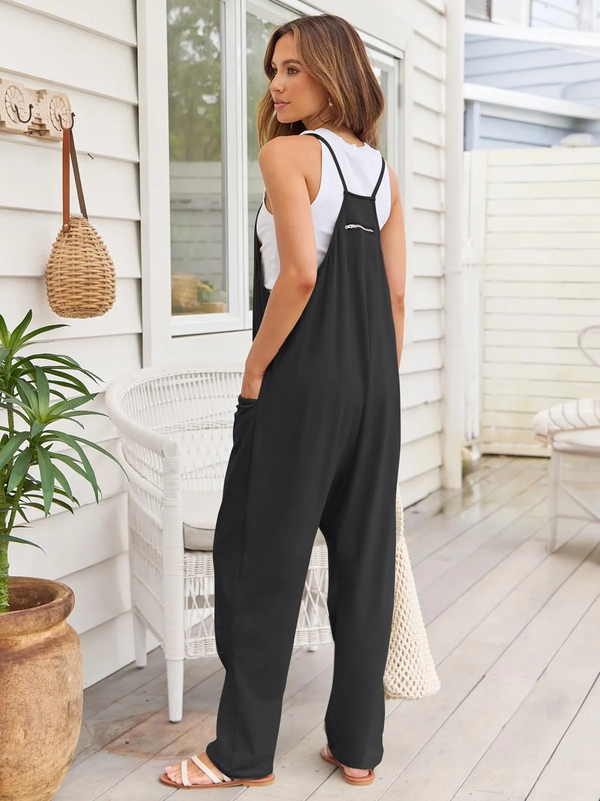 V-Neck Spaghetti Strap Jumpsuit sold by Charming Charlie product image thumbnail 3